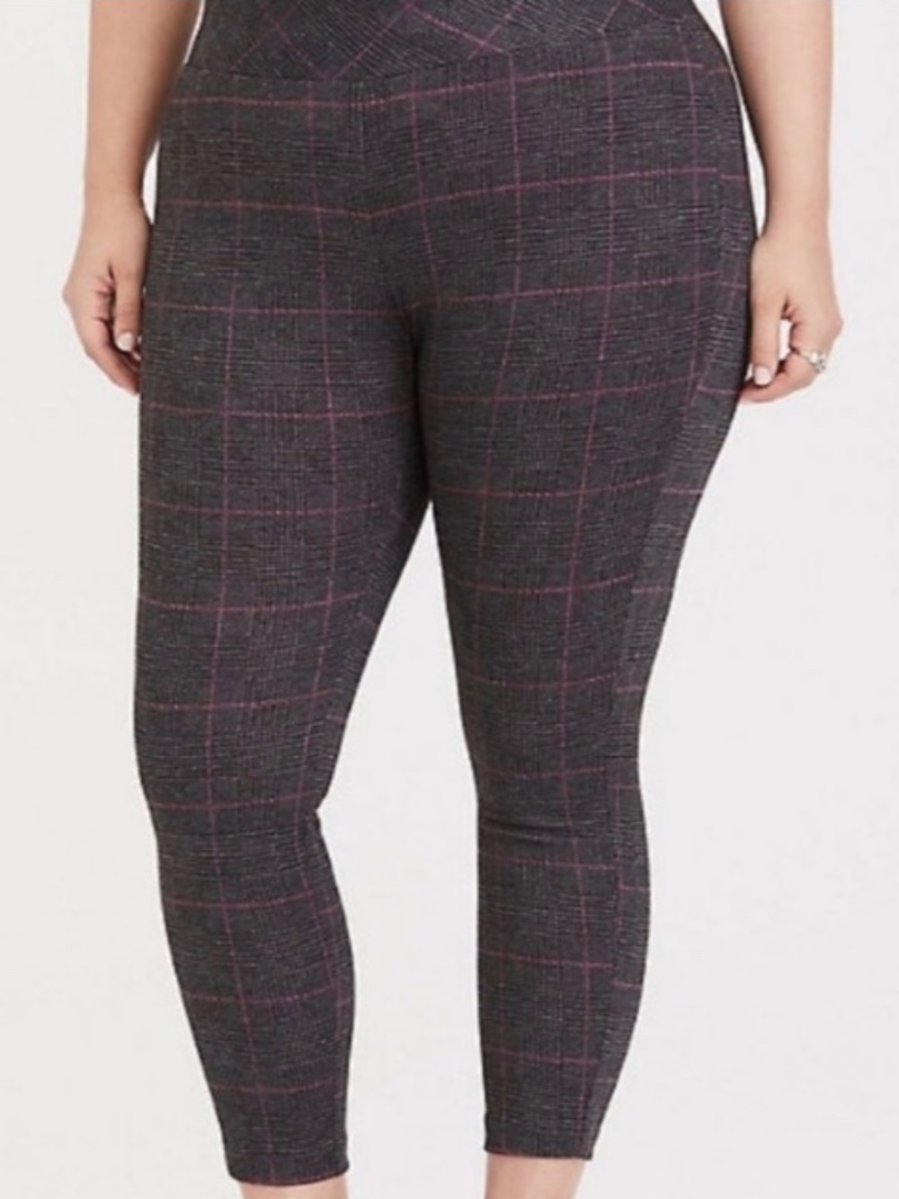 TORRID OOR gray pink plaid knit 'pixie' NWT M/L PANTS ONLY
